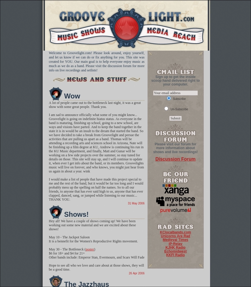 groovelight.com circa 2005, designed entirely in Photoshop. Zero CSS. Pure table layout.